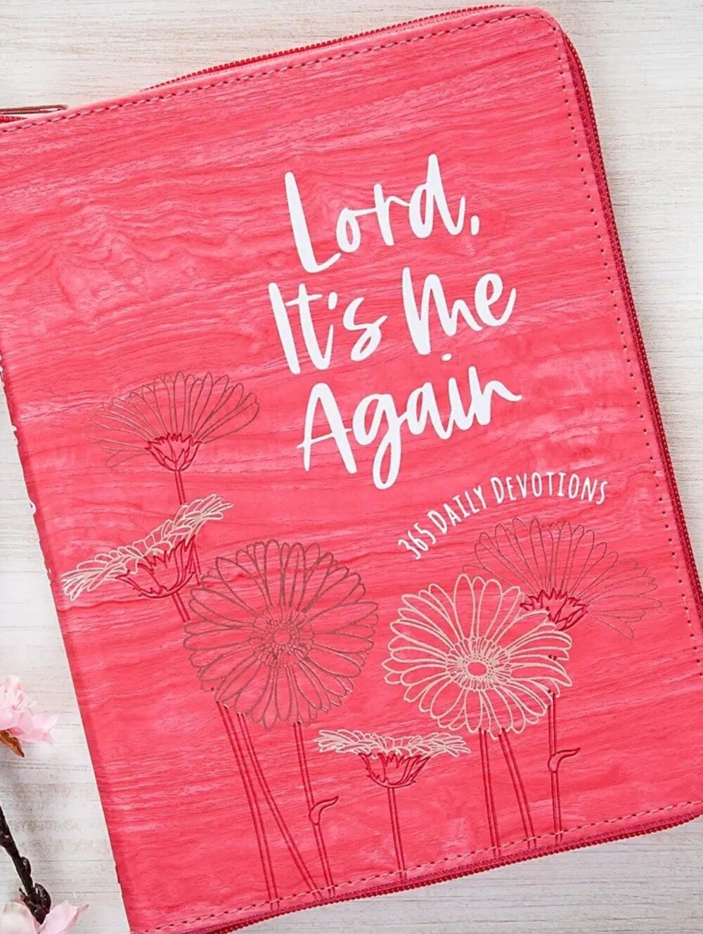 Lord, It's Me Again Pink Devotional Zipper Bible Cover